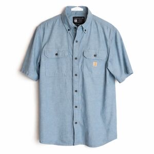 Carhartt Workwear Chambray Short Sleeve Utility Shirt Blue Men's M Loose Fit